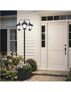 Outsunny Solar Lamp Post with Dusk-to-Dawn Sensor Street Light with 3-Head Planter 185 cm Black 2