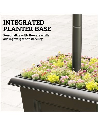 Outsunny Solar Lamp Post with Dusk-to-Dawn Sensor Street Light with 3-Head Planter 185 cm Black
