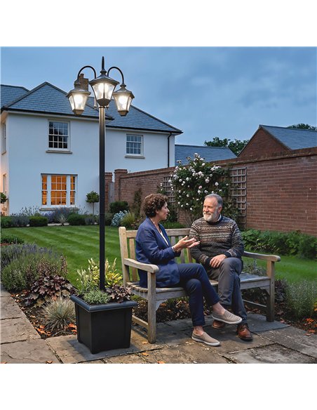 Outsunny Solar Lamp Post with Dusk-to-Dawn Sensor Street Light with 3-Head Planter 185 cm Black - pic 187239 | FastDaddyshop