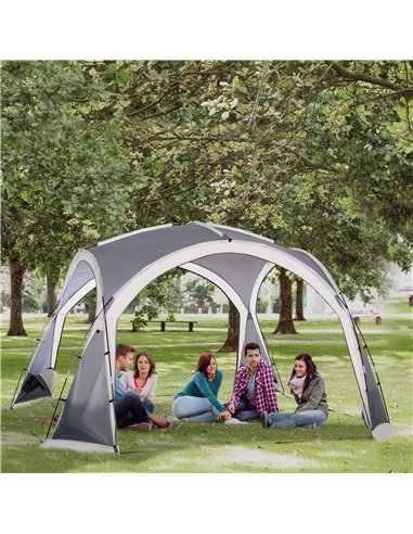 Outsunny Dome Tent for 6-8 Person, Camping Tent with 4 Zipped Mesh Doors, Removable Oxford Cloth, Lamp Hook, Portable Carry Bag,