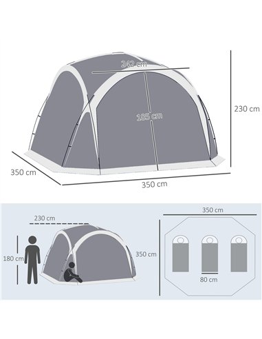 Outsunny Dome Tent for 6-8 Person, Camping Tent with 4 Zipped Mesh Doors, Removable Oxford Cloth, Lamp Hook, Portable Carry Bag,