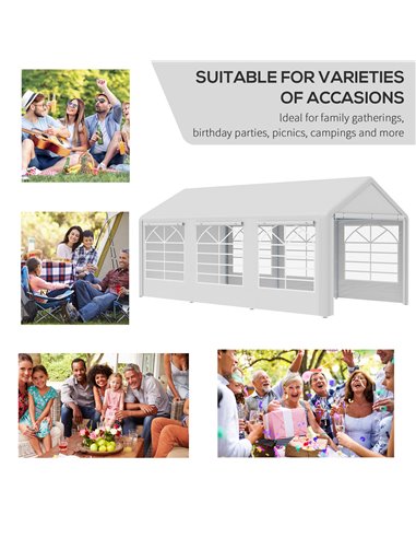 Outsunny 6x3m Garden Gazebo Marquee with Heavy Duty Steel Frame, Waterproof, White