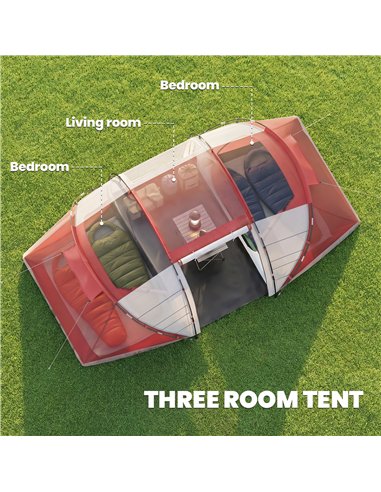 Outsunny 4 Man UV Protection Camping Tent - Grey and Red