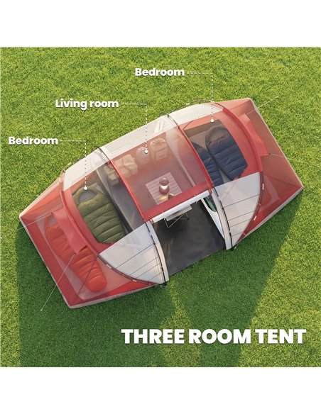 Outsunny 4 Man UV Protection Camping Tent - Grey and Red - pic 187252 | FastDaddyshop