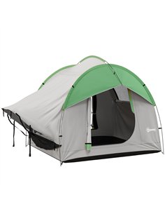 Outsunny SUV Car Tent for Camping, Waterproof PU2000mm, 5 Man Tailgate Tent, 2.4 x 2.1 m, Grey and  Green