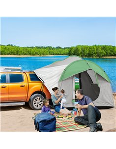 Outsunny SUV Car Tent for Camping, Waterproof PU2000mm, 5 Man Tailgate Tent, 2.4 x 2.1 m, Grey and  Green 2
