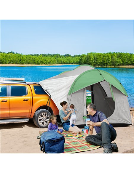 Outsunny SUV Car Tent for Camping, Waterproof PU2000mm, 5 Man Tailgate Tent, 2.4 x 2.1 m, Grey and  Green - pic 187259 | FastDaddyshop