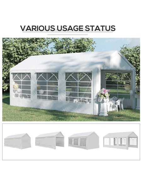 Outsunny 6x3m Garden Gazebo Marquee with Heavy Duty Steel Frame, Waterproof, White - pic 18726 | FastDaddyshop