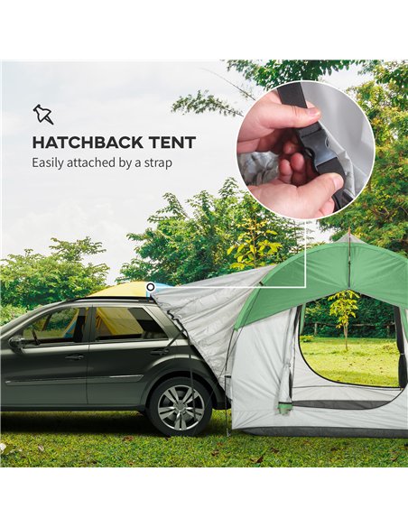 Outsunny SUV Car Tent for Camping, Waterproof PU2000mm, 5 Man Tailgate Tent, 2.4 x 2.1 m, Grey and  Green - pic 187261 | FastDaddyshop