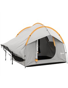 Outsunny SUV Car Tent for Camping, Waterproof PU2000mm, 5 Man Tailgate Tent, 2.4 x 2.1 m, Grey and Orange