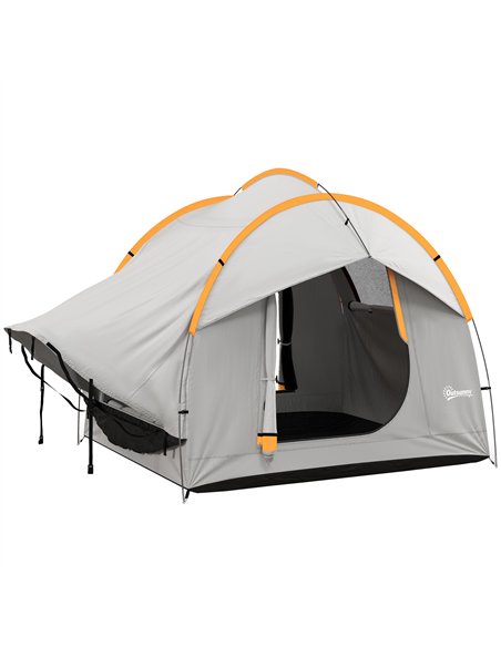 Outsunny SUV Car Tent for Camping, Waterproof PU2000mm, 5 Man Tailgate Tent, 2.4 x 2.1 m, Grey and Orange - pic 187267 | FastDaddyshop