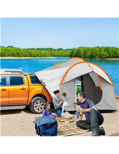 Outsunny SUV Car Tent for Camping, Waterproof PU2000mm, 5 Man Tailgate Tent, 2.4 x 2.1 m, Grey and Orange 2