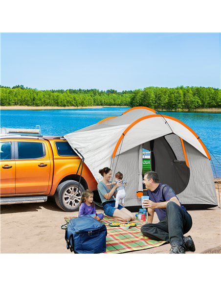 Outsunny SUV Car Tent for Camping, Waterproof PU2000mm, 5 Man Tailgate Tent, 2.4 x 2.1 m, Grey and Orange - pic 187268 | FastDaddyshop