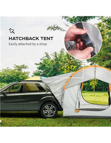 Outsunny SUV Car Tent for Camping, Waterproof PU2000mm, 5 Man Tailgate Tent, 2.4 x 2.1 m, Grey and Orange