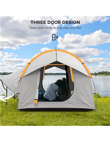 Outsunny SUV Car Tent for Camping, Waterproof PU2000mm, 5 Man Tailgate Tent, 2.4 x 2.1 m, Grey and Orange