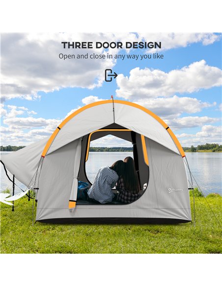 Outsunny SUV Car Tent for Camping, Waterproof PU2000mm, 5 Man Tailgate Tent, 2.4 x 2.1 m, Grey and Orange - pic 187271 | FastDaddyshop