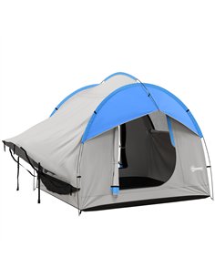 Outsunny SUV Car Tent for Camping, Waterproof PU2000mm, 5 Man Tailgate Tent, 2.4 x 2.1 m, Grey and Blue