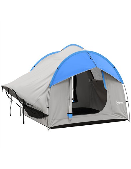 Outsunny SUV Car Tent for Camping, Waterproof PU2000mm, 5 Man Tailgate Tent, 2.4 x 2.1 m, Grey and Blue - pic 187276 | FastDaddyshop
