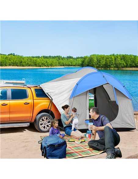 Outsunny SUV Car Tent for Camping, Waterproof PU2000mm, 5 Man Tailgate Tent, 2.4 x 2.1 m, Grey and Blue - pic 187277 | FastDaddyshop