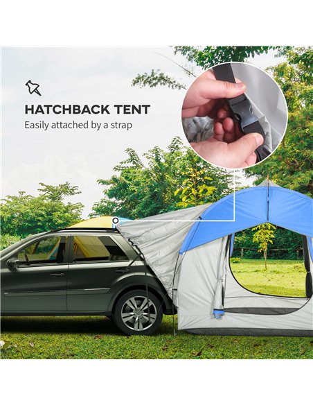 Outsunny SUV Car Tent for Camping, Waterproof PU2000mm, 5 Man Tailgate Tent, 2.4 x 2.1 m, Grey and Blue - pic 187279 | FastDaddyshop