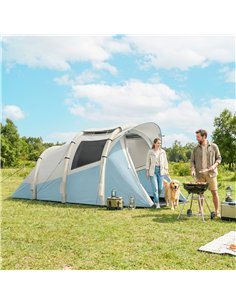 Outsunny Inflatable Camping Tent w/ Air Pump, Easy Setup 2-3 Person Blow Up Tent, Light Blue 2