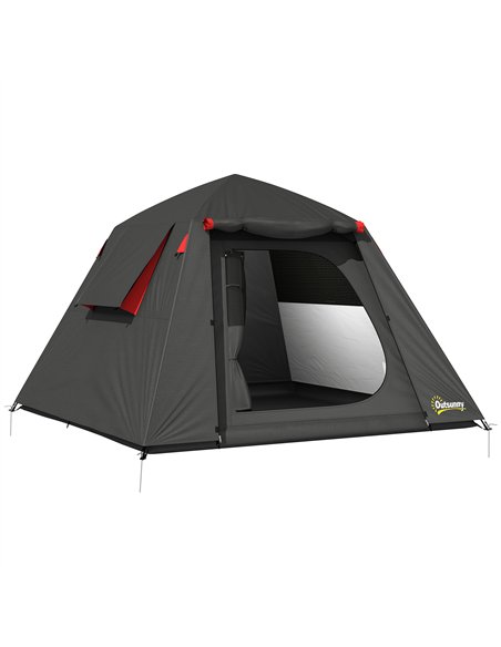 Outsunny Camping Tent 3000mm Waterproof Tent with 2 Doors, Dark Grey and Red - pic 187312 | FastDaddyshop