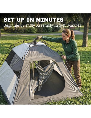 Outsunny Camping Tent 3000mm Waterproof Tent with 2 Doors, Dark Grey and Red