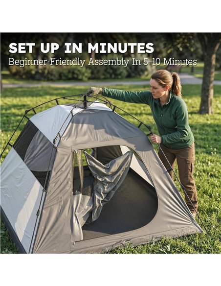 Outsunny Camping Tent 3000mm Waterproof Tent with 2 Doors, Dark Grey and Red - pic 187320 | FastDaddyshop