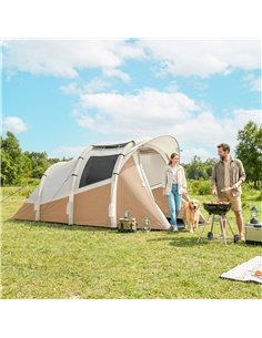 Outsunny Inflatable Camping Tent w/ Air Pump, Easy Setup 2-3 Person Blow Up Tent, Khaki 2