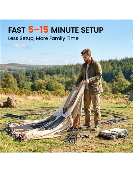 Outsunny Cabin Tent Waterproof Camping Tent with Two Room for 4 Person Brown - pic 187355 | FastDaddyshop