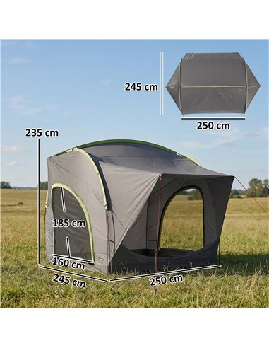 Outsunny Car Tent with 2.35m Stand-Up Height, 3000mm Waterproof Tailgate Tent with Mesh Windows for Family Camping Travelling