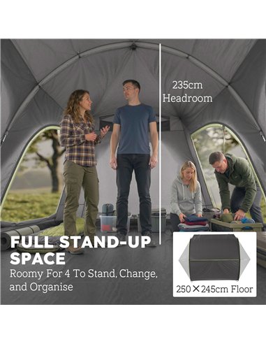 Outsunny Car Tent with 2.35m Stand-Up Height, 3000mm Waterproof Tailgate Tent with Mesh Windows for Family Camping Travelling