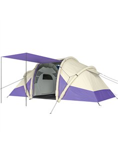 Outsunny Inflatable Tent 2 Bedroom Tunnel Design Windproof Air Tent with Carry Bag for 4 Person