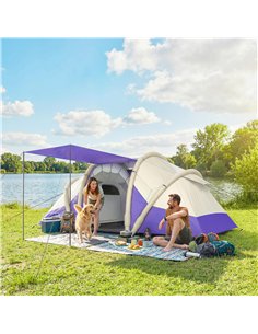 Outsunny Inflatable Tent 2 Bedroom Tunnel Design Windproof Air Tent with Carry Bag for 4 Person 2