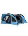 Outsunny 4 Person Easy Setup Family Camping Tent with 2 Rooms, Waterproof Tunnel Tent w/ Sewn In Groundsheet, Sky Blue & Grey