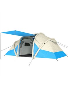 Outsunny Inflatable Tent 2 Bedroom Tunnel Design Windproof Air Tent with Carry Bag for 4 Person