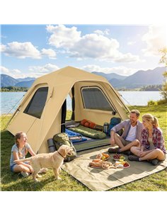 Outsunny Pop Up Tent 3000mm Waterproof Camping Tents with Mesh Windows 2-3 People Khaki 2