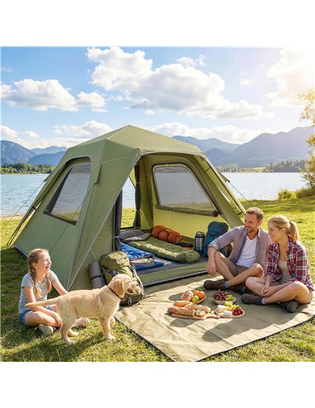 Outsunny Pop Up Tent 3000mm Waterproof Camping Tents with Mesh Windows 2-3 People Green - pic 187421 | FastDaddyshop