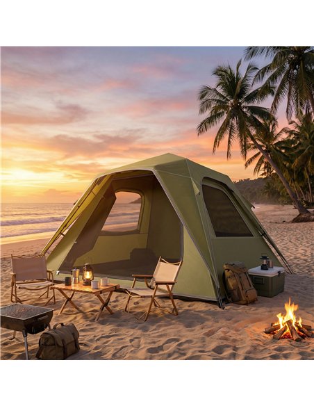 Outsunny Pop Up Tent 3000mm Waterproof Camping Tents with Mesh Windows 2-3 People Green - pic 187428 | FastDaddyshop