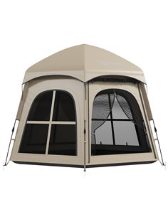 Outsunny Pop Up Tent 3000mm Waterproof Instant Camping Tent 3-4 Person with 2 Doors 4 Windows Khaki