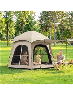 Outsunny Pop Up Tent 3000mm Waterproof Instant Camping Tent 3-4 Person with 2 Doors 4 Windows Khaki 2