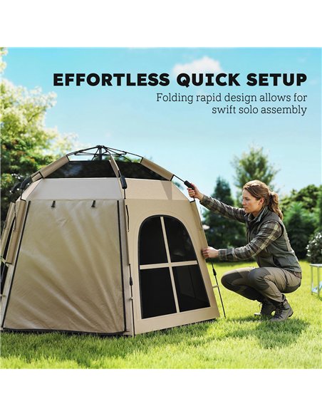 Outsunny Pop Up Tent 3000mm Waterproof Instant Camping Tent 3-4 Person with 2 Doors 4 Windows Khaki - pic 187433 | FastDaddyshop