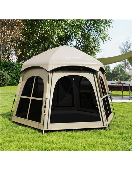 Outsunny Pop Up Tent 3000mm Waterproof Instant Camping Tent 3-4 Person with 2 Doors 4 Windows Khaki - pic 187437 | FastDaddyshop