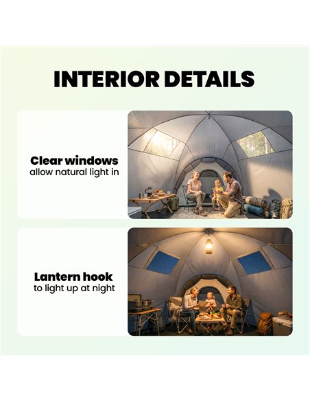 Outsunny 6-9 Man Large Tunnel Tent with 3 Bedrooms, Living Area and Porch, Light Grey - pic 187443 | FastDaddyshop
