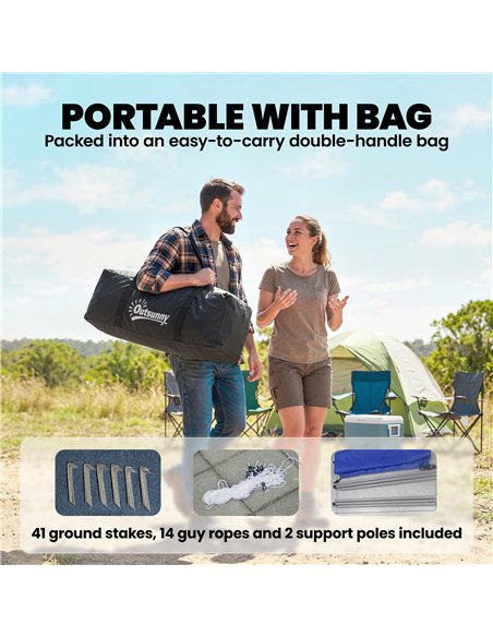 Outsunny 6-9 Man Large Tunnel Tent with 3 Bedrooms, Living Area and Porch, Light Grey - pic 187444 | FastDaddyshop