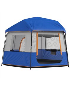 Outsunny Cabin Tent Easy Setup 3000mm Waterproof Camping Tent 4 Person with Carrying Bag Blue