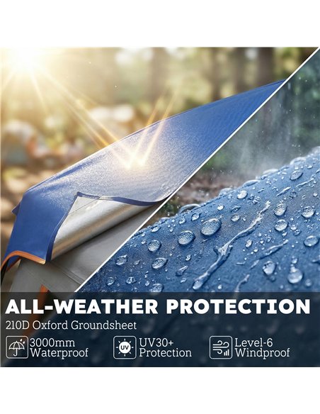 Outsunny Cabin Tent Easy Setup 3000mm Waterproof Camping Tent 4 Person with Carrying Bag Blue - pic 187452 | FastDaddyshop