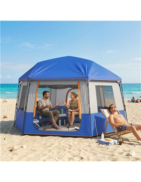 Outsunny Cabin Tent Easy Setup 3000mm Waterproof Camping Tent 4 Person with Carrying Bag Blue - pic 187455 | FastDaddyshop