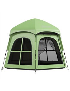 Outsunny Pop Up Tent 3000mm Waterproof Instant Camping Tent 3-4 Person with 2 Doors 4 Windows Green