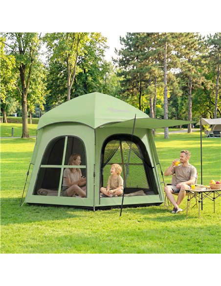 Outsunny Pop Up Tent 3000mm Waterproof Instant Camping Tent 3-4 Person with 2 Doors 4 Windows Green - pic 187457 | FastDaddyshop